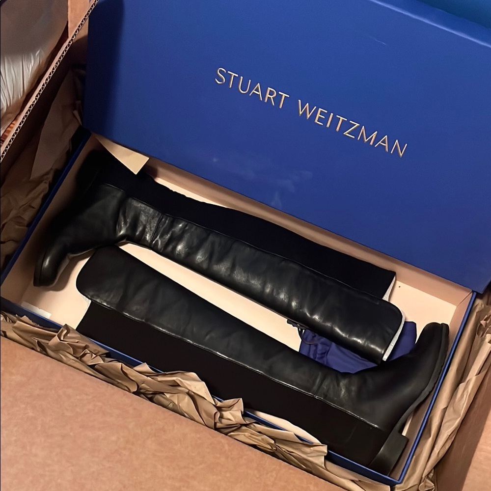 Stuart Weitzman Black Leather 5050 Over-the-Knee Boot size 7.5